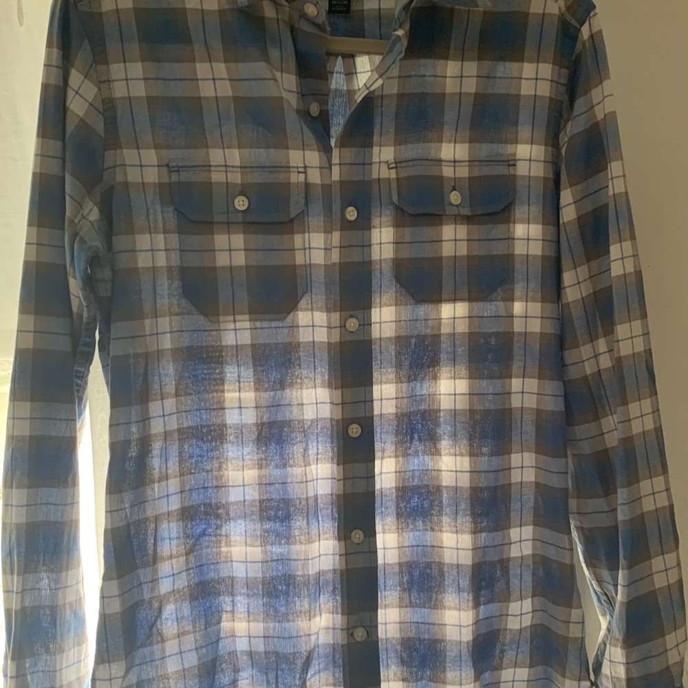 GAP Blue and White Plaid Men's Shirt